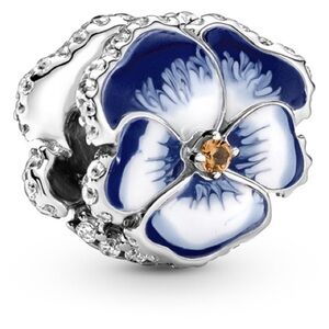 Authentic Pandora Blue Enamel Pansy Flower Charm S925